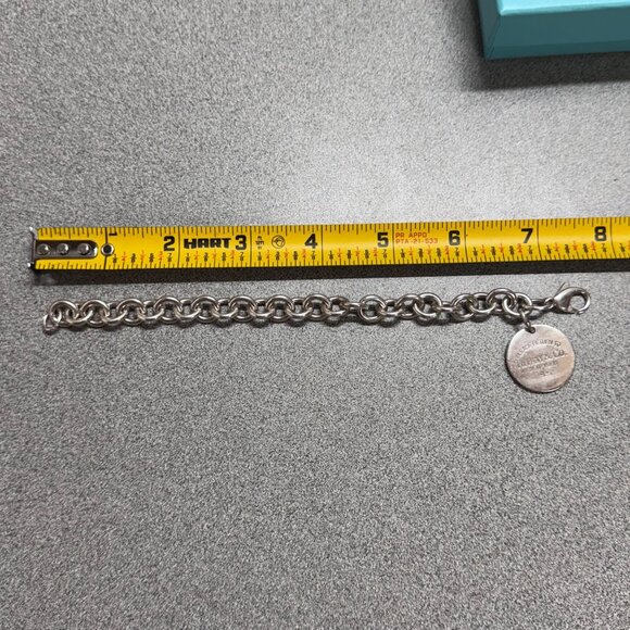 Tiffany & Co. Please Return To Sterling 925 Round Tag Chain Link Bracelet Silver - Picture 6 of 6